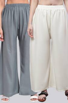 Pack of 2 Women Flared Rayon Palazzo