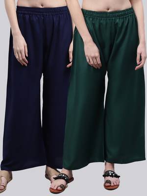 Pack of 2 Women Flared Rayon Palazzo 1