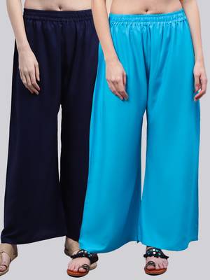 Pack of 2 Women Flared Rayon Palazzo 1