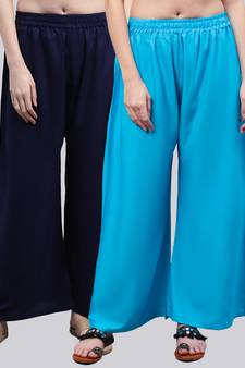 Pack of 2 Women Flared Rayon Palazzo