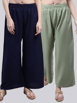 Pack of 2 Women Flared Rayon Palazzo 1