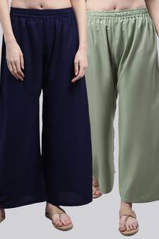 Pack of 2 Women Flared Rayon Palazzo