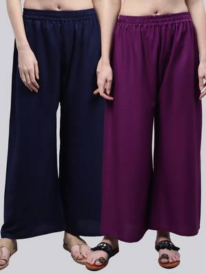 Pack of 2 Women Flared Rayon Palazzo 1