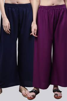 Pack of 2 Women Flared Rayon Palazzo