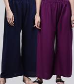Pack of 2 Women Flared Rayon Palazzo