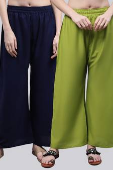 Pack of 2 Women Flared Rayon Palazzo