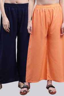 Pack of 2 Women Flared Rayon Palazzo