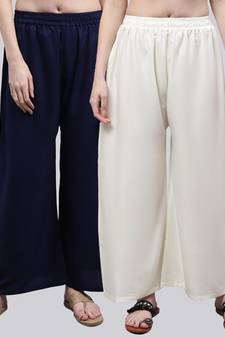 Pack of 2 Women Flared Rayon Palazzo