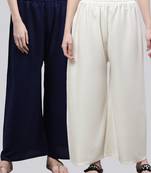 Pack of 2 Women Flared Rayon Palazzo
