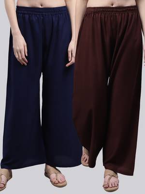 Pack of 2 Women Flared Rayon Palazzo 1