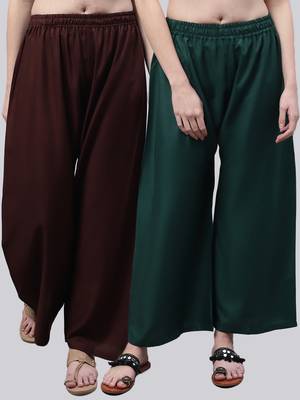Pack of 2 Women Flared Rayon Palazzo 1