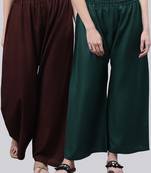 Pack of 2 Women Flared Rayon Palazzo