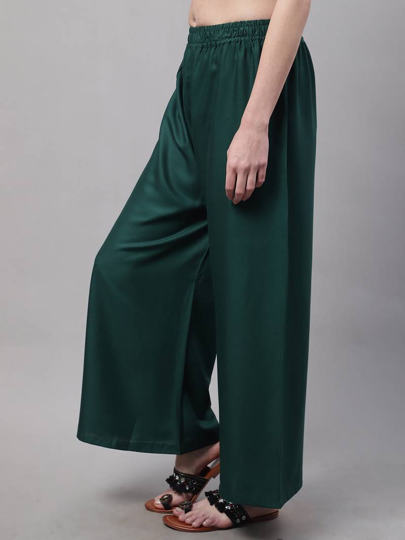 Pack of 2 Women Flared Rayon Palazzo