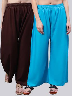 Pack of 2 Women Flared Rayon Palazzo 1