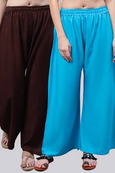 Pack of 2 Women Flared Rayon Palazzo