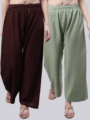 Pack of 2 Women Flared Rayon Palazzo 1