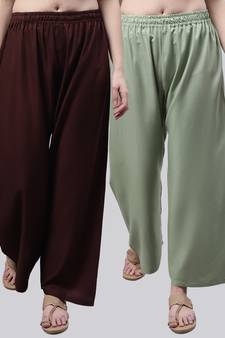 Pack of 2 Women Flared Rayon Palazzo
