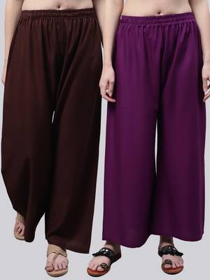 Pack of 2 Women Flared Rayon Palazzo 1