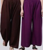 Pack of 2 Women Flared Rayon Palazzo