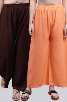 Pack of 2 Women Flared Rayon Palazzo
