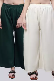 Pack of 2 Women Flared Rayon Palazzo