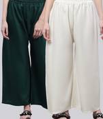 Pack of 2 Women Flared Rayon Palazzo