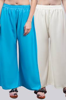 Pack of 2 Women Flared Rayon Palazzo
