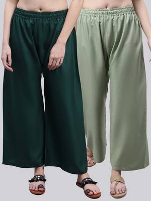 Pack of 2 Women Flared Rayon Palazzo 1