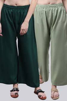 Pack of 2 Women Flared Rayon Palazzo