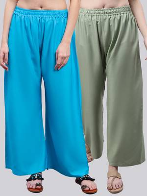 Pack of 2 Women Flared Rayon Palazzo 1