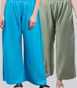 Pack of 2 Women Flared Rayon Palazzo