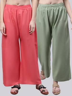 Pack of 2 Women Flared Rayon Palazzo 1