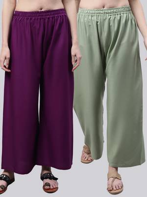 Pack of 2 Women Flared Rayon Palazzo 1