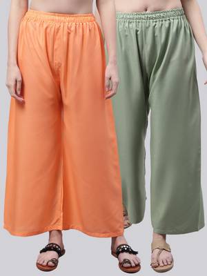 Pack of 2 Women Flared Rayon Palazzo 1