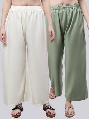 Pack of 2 Women Flared Rayon Palazzo 1