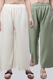 Pack of 2 Women Flared Rayon Palazzo