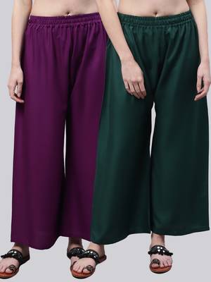 Pack of 2 Women Flared Rayon Palazzo 1