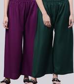 Pack of 2 Women Flared Rayon Palazzo