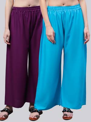 Pack of 2 Women Flared Rayon Palazzo 1