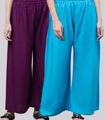 Pack of 2 Women Flared Rayon Palazzo