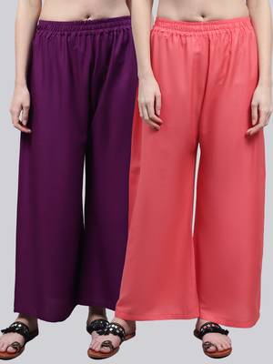 Pack of 2 Women Flared Rayon Palazzo 1