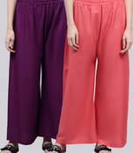 Pack of 2 Women Flared Rayon Palazzo