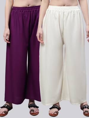 Pack of 2 Women Flared Rayon Palazzo 1