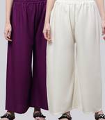 Pack of 2 Women Flared Rayon Palazzo