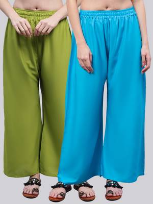 Pack of 2 Women Flared Rayon Palazzo 1