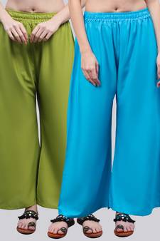 Pack of 2 Women Flared Rayon Palazzo