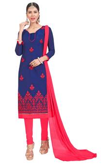 Blue embroidered chanderi salwar