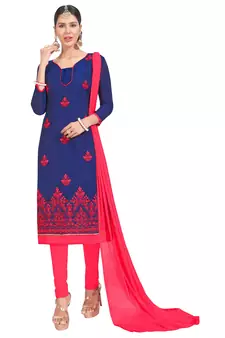 Blue embroidered chanderi salwar