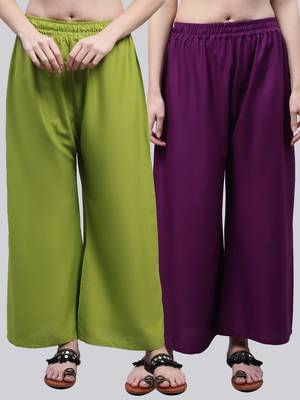 Pack of 2 Women Flared Rayon Palazzo 1