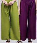 Pack of 2 Women Flared Rayon Palazzo